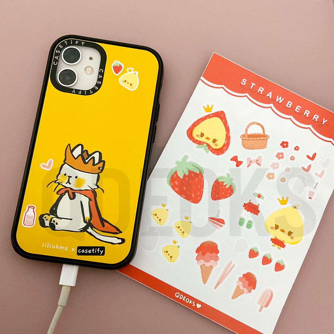 Strawberry Duck Sticker Sheet | 38 Pieces